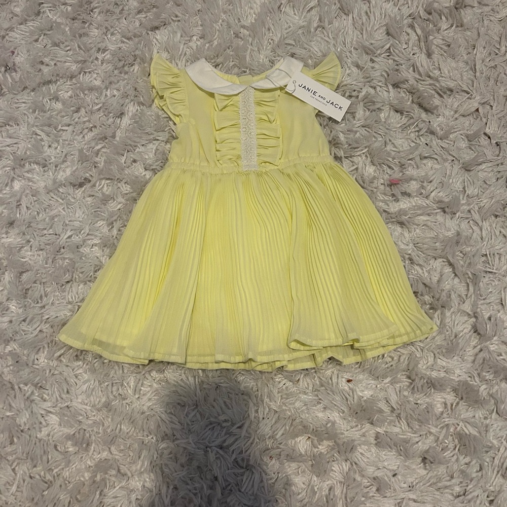Janie and Jack Yellow Pleated Kids Dress